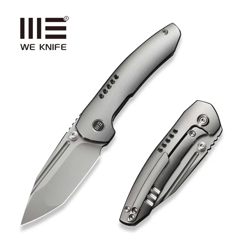 WEKNIFE Micro Trogon Thumb Stud Knife Satin Polished Titanium Handle (2.68" Polished Bead Blasted Bohler M390 Blade) WE24043-2