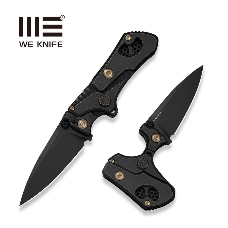 WEKNIFE NexoMorph Thumb Stud Adjustable Folding Knife Black Titanium Handle (2.95" Black Stonewashed Bohler M390 Blade) WE24037B Sample1