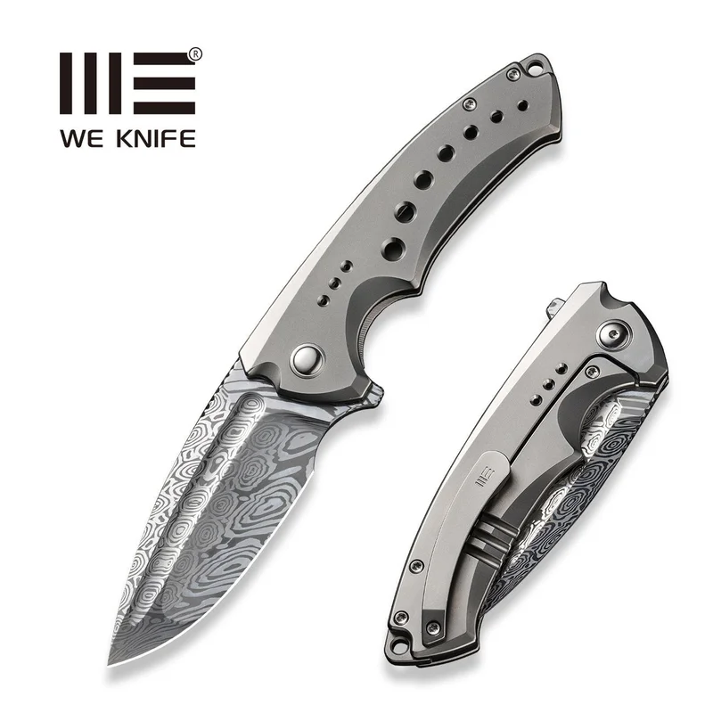 WEKNIFE Nexusia Flipper Knife Titanium Handle (3.48" Damasteel Blade) WE22044-DS1