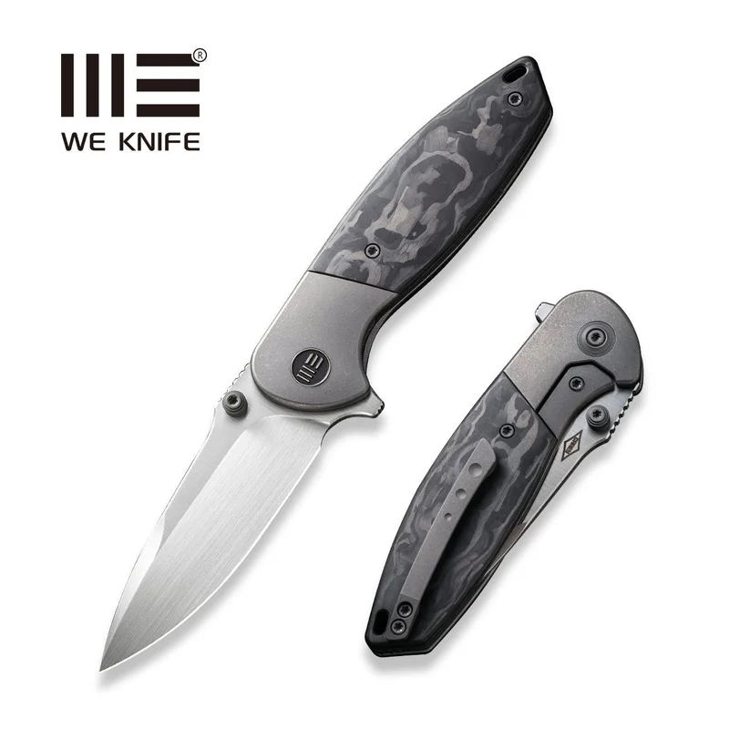 WEKNIFE Nitro Mini Flipper & Thumb Stud Knife Titanium & Carbon Fiber Handle (3.13" CPM 20CV Blade) WE22015-1