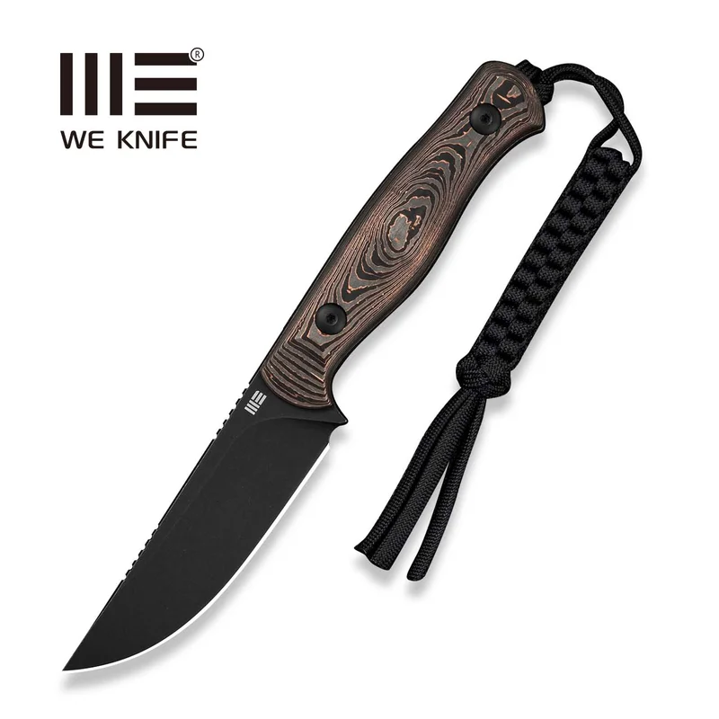 WEKNIFE Notchline Fixed Blade Knife Copper Foil Carbon Fiber Handle (3.45" Black Stonewashed CPM S35VN Blade) WE25047 Sample2