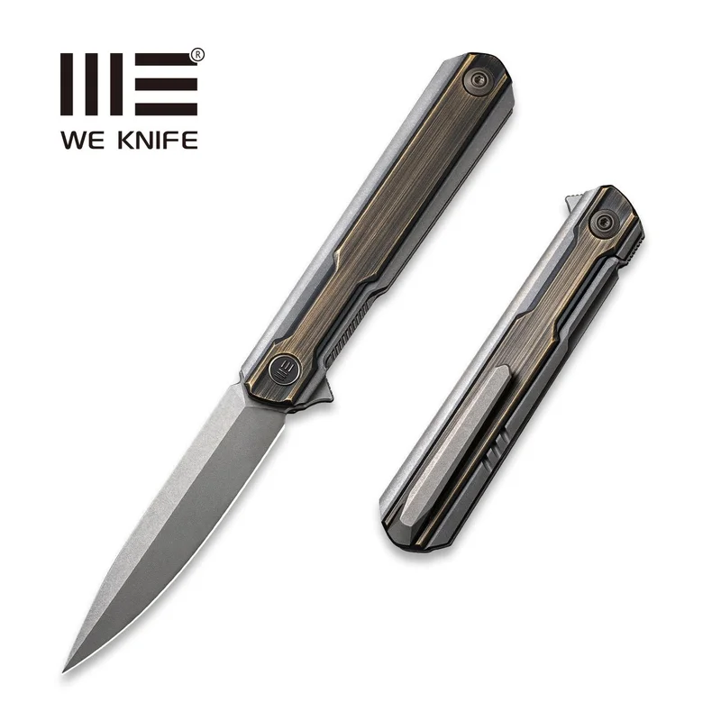 WEKNIFE Peer Flipper Knife Titanium & Brass Handle (3.46" CPM 20CV Blade) 2015E