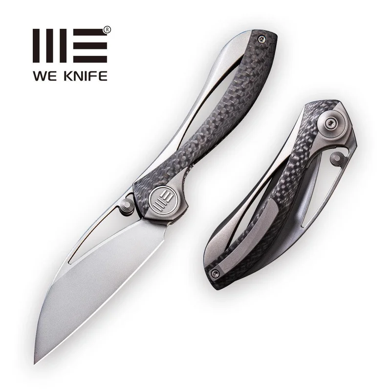 WEKNIFE Pleroma Thumb Stud & Thumb Hole Knife Titanium & Carbon Fiber Handle (2.95" M390 Blade) 821A