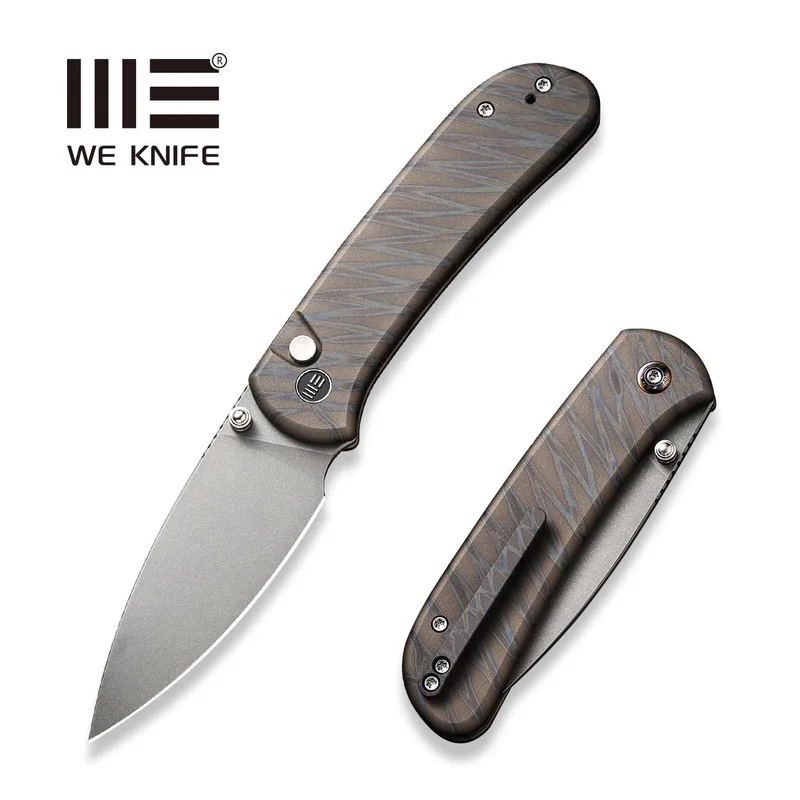 WEKNIFE Qubit Thumb Stud & Button Lock Knife Titanium Handle (3.2" CPM 20CV Blade) WE22030F-4