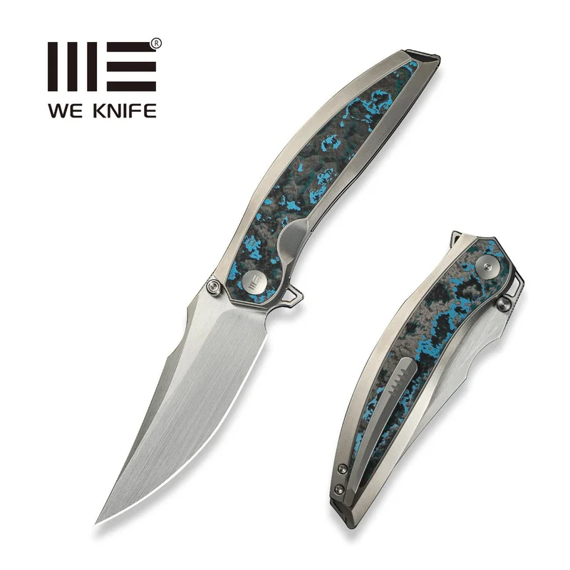 WEKNIFE Quinseris Flipper & Thumb Stud Knife Titanium & FatCarbon Fiber Handle (3.96" M390 Blade) WE23093-4