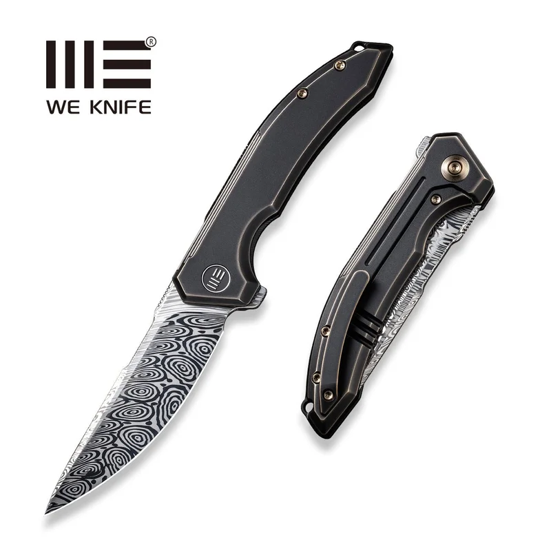 WEKNIFE Quixotic Flipper Knife Titanium Handle (3.45" Damasteel Blade) WE21016-DS1