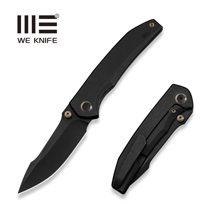 WEKNIFE Ryson Thumb Stud Knife Black Titanium Handle (3.33" Black Stonewashed Bohler M390 Blade) WE24086-1