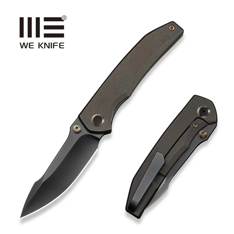 WEKNIFE Ryson Thumb Stud Knife Bronze Titanium Handle (3.33" Polished Gray Bohler M390 Blade) WE24086-3