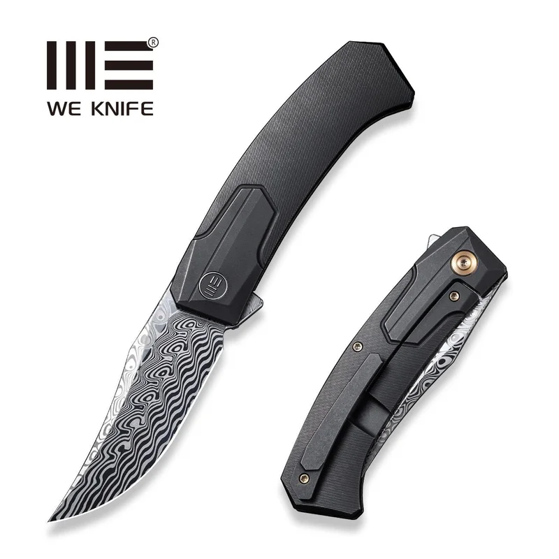 WEKNIFE Shuddan Flipper Knife Titanium Handle (3.48" Damasteel Blade) WE21015-DS1