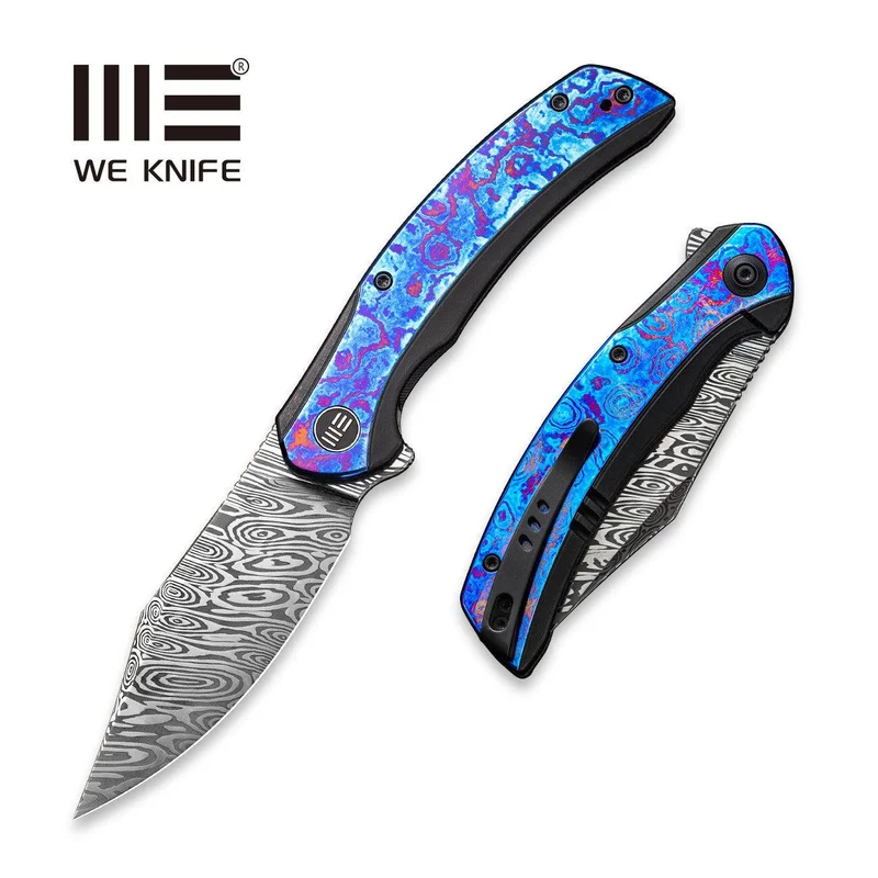 WEKNIFE Snick Flipper Knife Titanium & Timascus Handle (3.47" Damasteel Blade) WE19022F-DS1