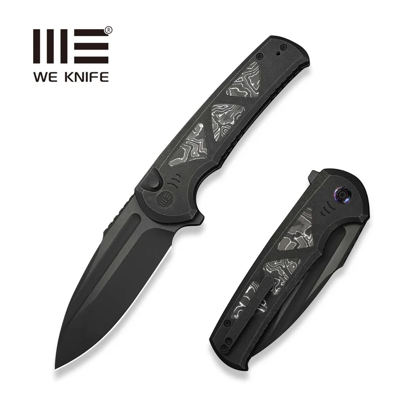 WEKNIFE Sylox Flipper & Button Lock Knife Titanium & Carbon Fiber Handle (3.8" M390 Blade) WE24027-1