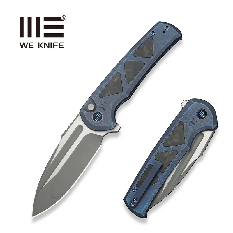 WEKNIFE Sylox Flipper & Button Lock Knife Titanium & Carbon Fiber Handle (3.8" M390 Blade) WE24027-2