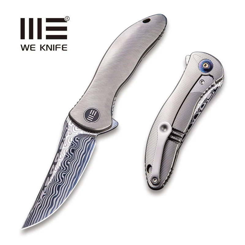 WEKNIFE Synergy2 Flipper Knife Titanium Handle (3.49" Damasteel Blade) 912DS-1