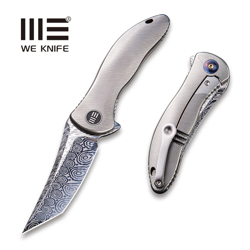WEKNIFE Synergy2 Flipper Knife Titanium Handle (3.49" Damasteel Blade) 912DS-2