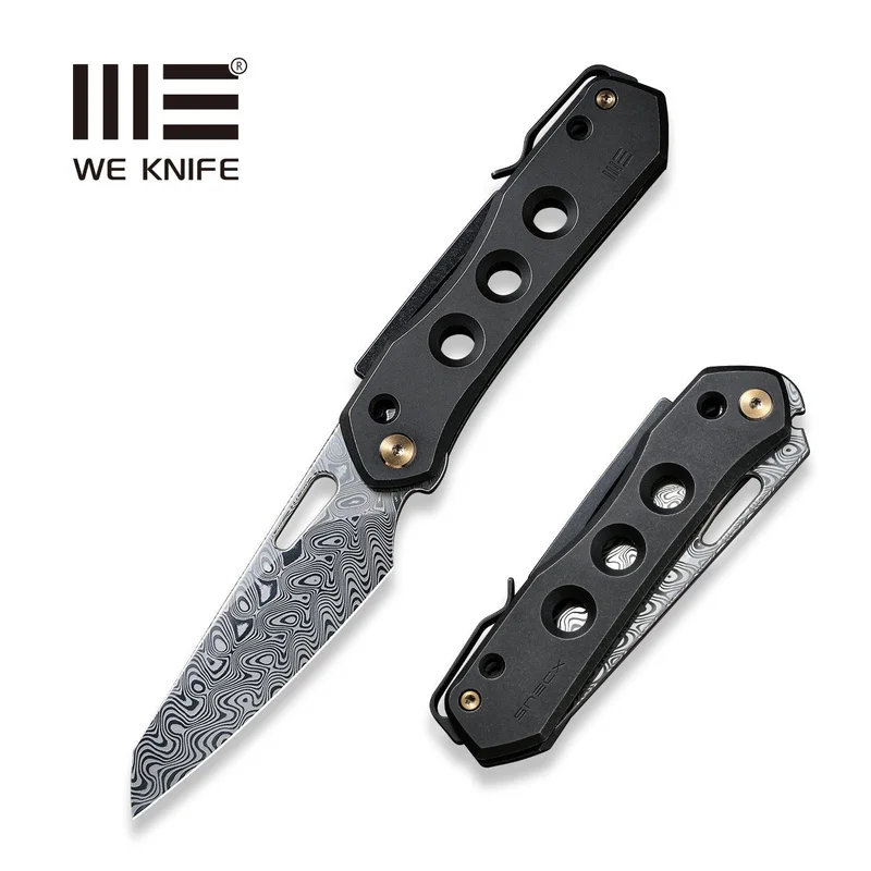 WEKNIFE Vision R Manual Thumb & Thumb Hole & Superlock Knife Titanium Handle (3.54" Damasteel Blade) WE21031-DS1