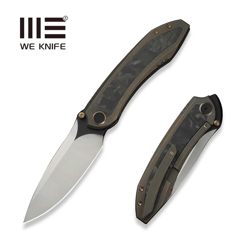 WEKNIFE Winsome Thumb Stud & Front Flipper Knife Titanium & Carbon Fiber Handle (3.74" M390 Blade) WE23092-3