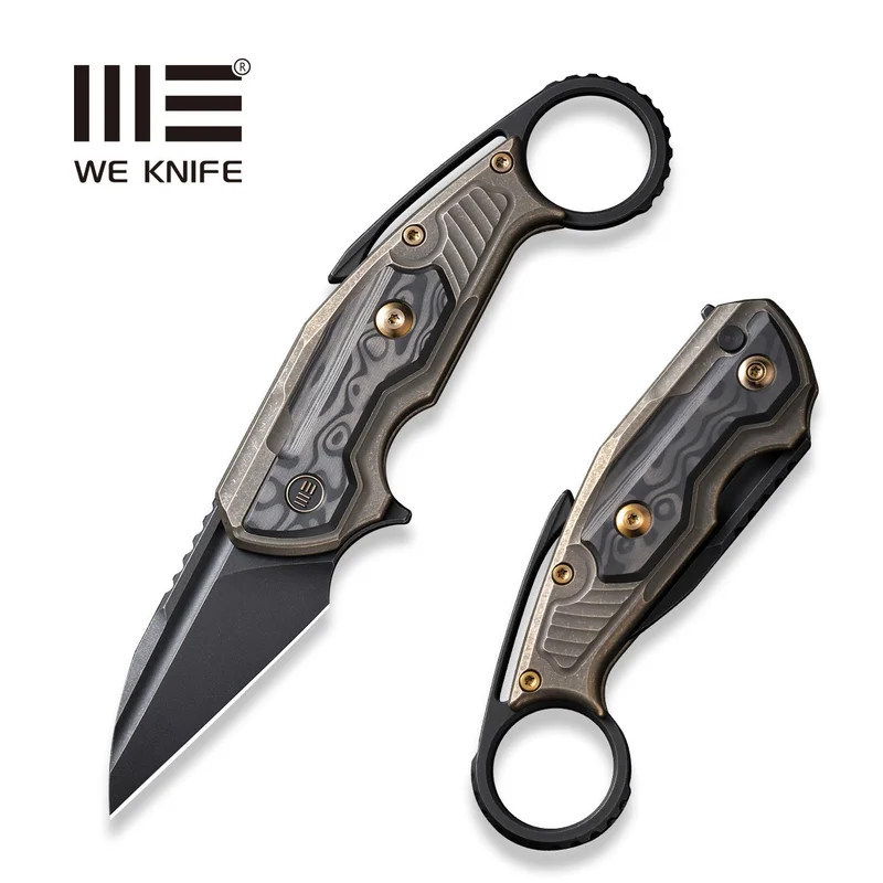 WEKNIFE Yardbird Flipper & Button Lock Knife Titanium & Carbon Fiber Handle (2.44" CPM 20CV Blade) WE22021-2
