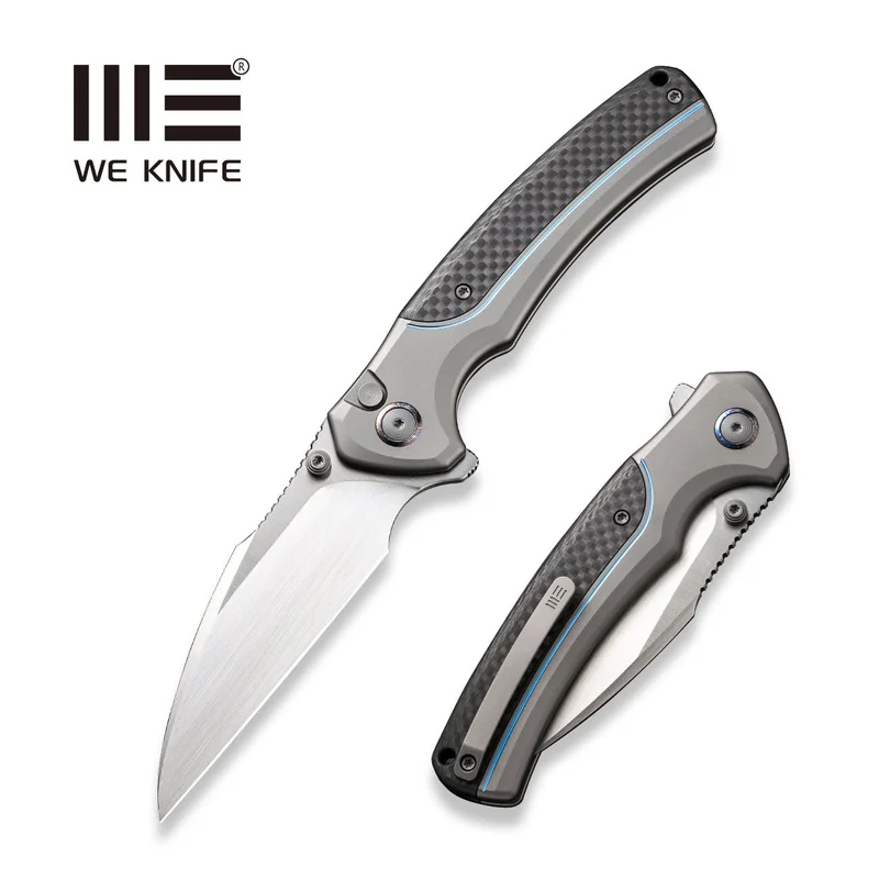 WEKNIFE Ziffius Flipper & Thumb Stud & Button Lock Knife Titanium & Carbon Fiber Handle (3.7" CPM 20CV Blade) WE22024A-2