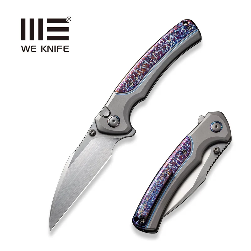 WEKNIFE Ziffius Flipper & Thumb Stud & Button Lock Knife Titanium Handle (3.7" CPM 20CV Blade) WE22024D-4