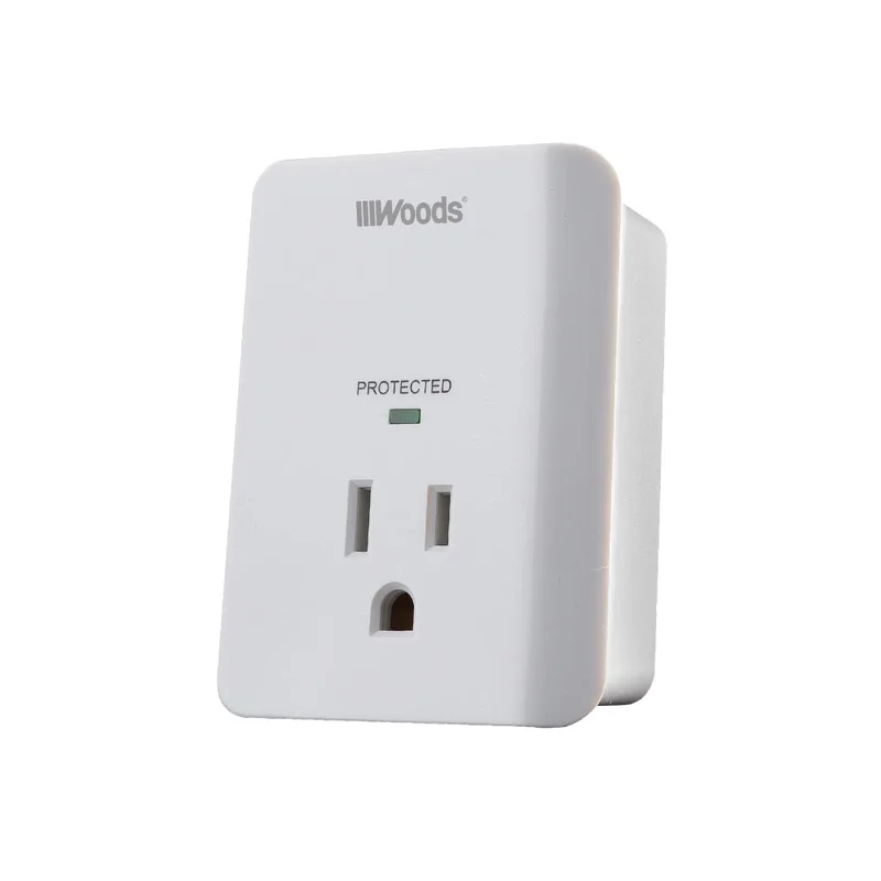 Woods 1-Outlet Surge Tap With Appliance Alarm White